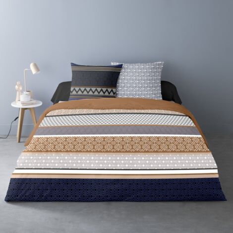 Housse de couette 240x220 LOGAN + 2 taies Percale de coton