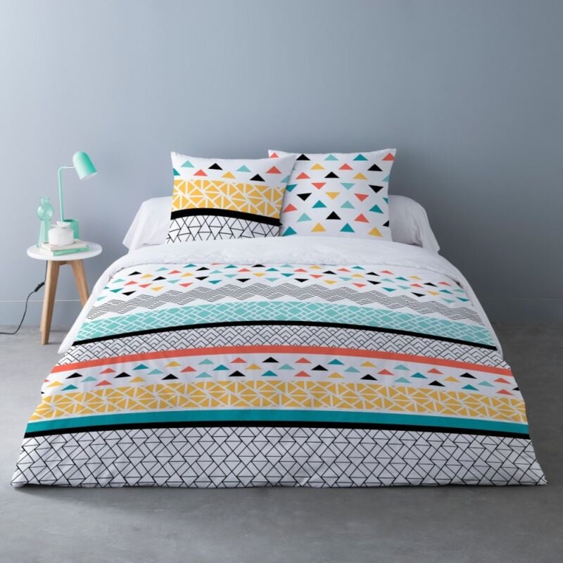 Housse de couette 240x220 lou + 2 taies 100% coton