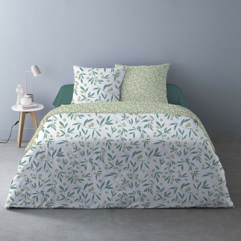 Housse de couette 240x220 Misaki vert + 2 taies