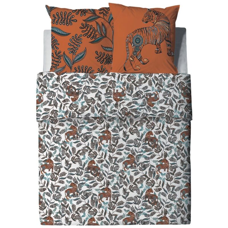 Atelier Du Coton - Housse de couette 240x220 Savane + 2 taies coton 57 fils