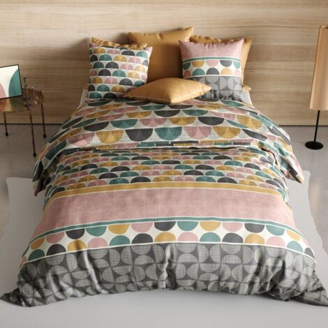 Housse de couette 240x220 Thanos + 2 taies coton 57 fils