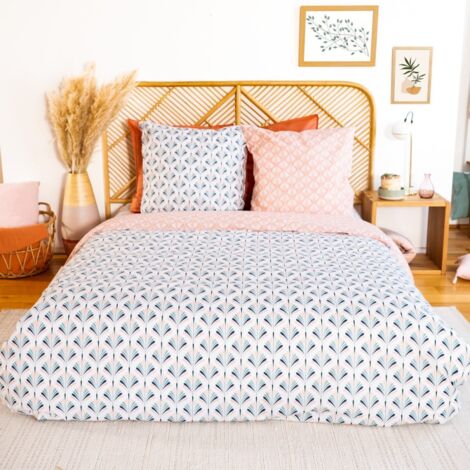 Housse de couette 240x220 VOLEA + 2 taies 100% coton adouci 57 fils/cm2