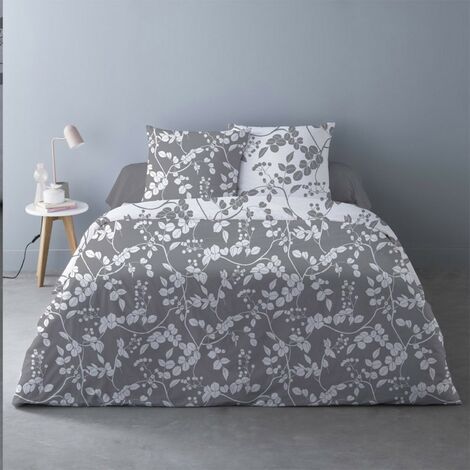 Housse de couette 240x220 Yuka gris + 2 taies