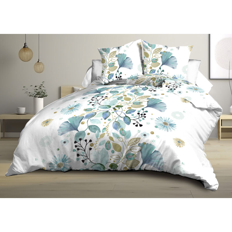 Le Linge De Jules - Housse de couette 240x260 + 2 taies - Microfibre - Bloom