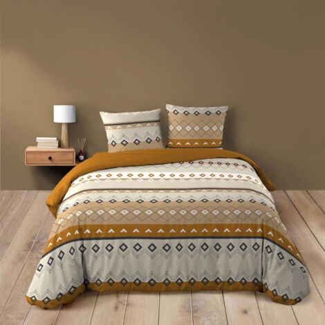 Housse de couette 260 x 240 cm coton 42 fils + 2 taies Xena