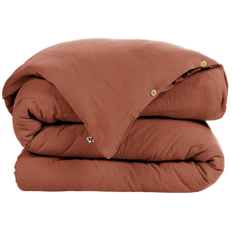 Housse de couette 260 x 240 cm double gaze de coton Gaïa Brique