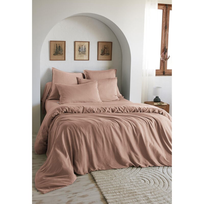 L'effet Papillon - Housse de Couette 260 x 240 cm – Lyocell Uni Lysandre Blush