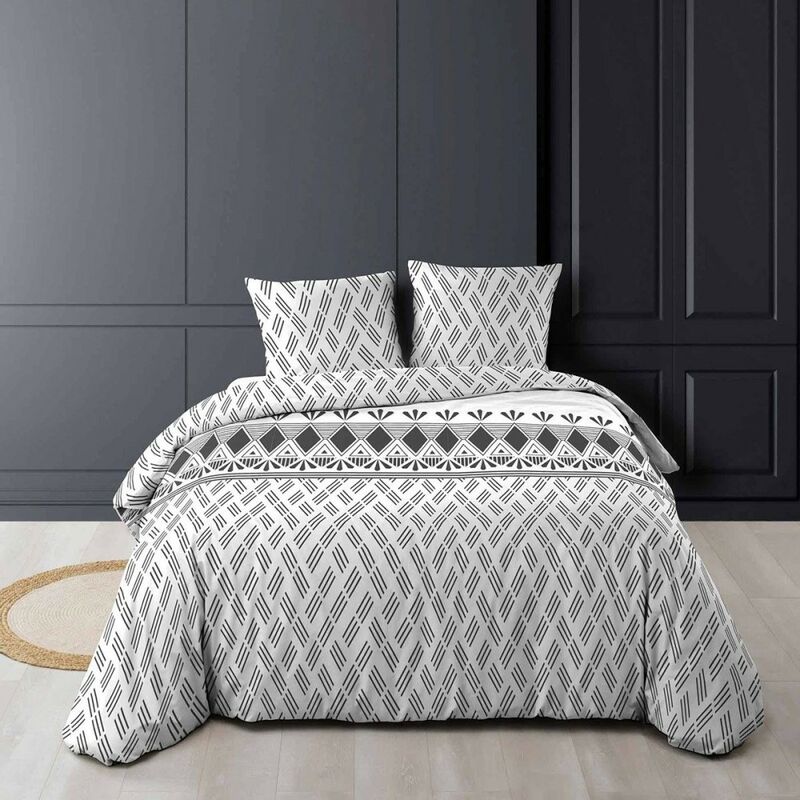 Douceur D'intérieur - Housse de couette 260x240 + 2 taies Arcadia coton 52 fils