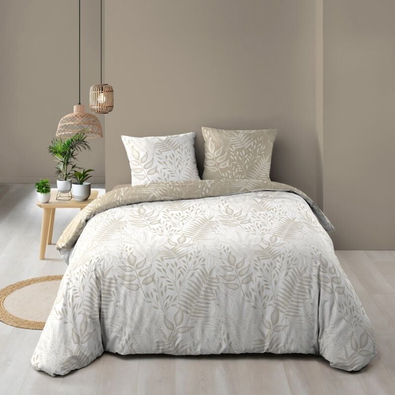 Housse de couette 260x240 + 2 taies Cassia coton 57 fils