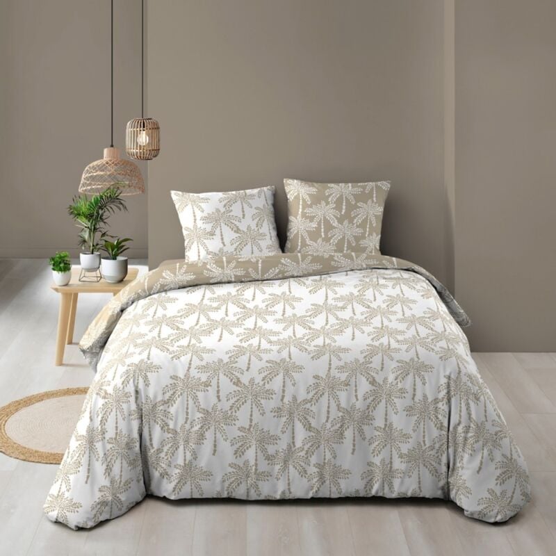 Douceur D'intérieur - Housse de couette 260x240 + 2 taies oliana 100% coton 57 fils
