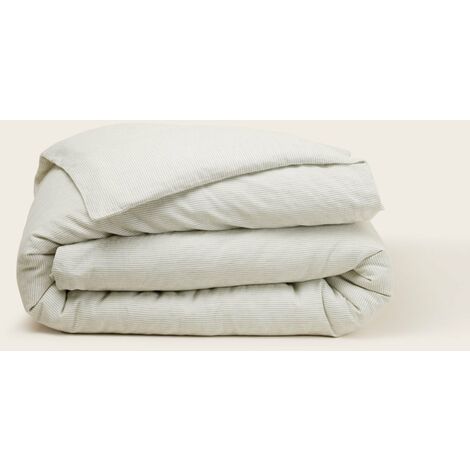 Housse de couette 260x240 cm MADURA - Ivoire et vert de gris - FINEA