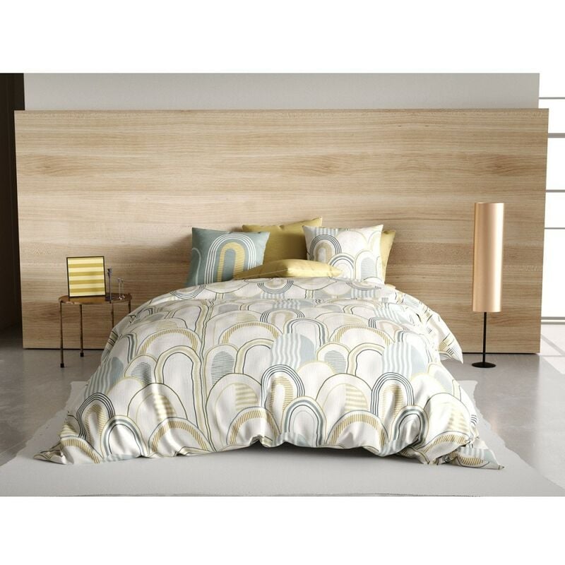 Atelier Du Coton - Housse de couette 260x240 Colizé + 2 taies 100% coton 57 fils