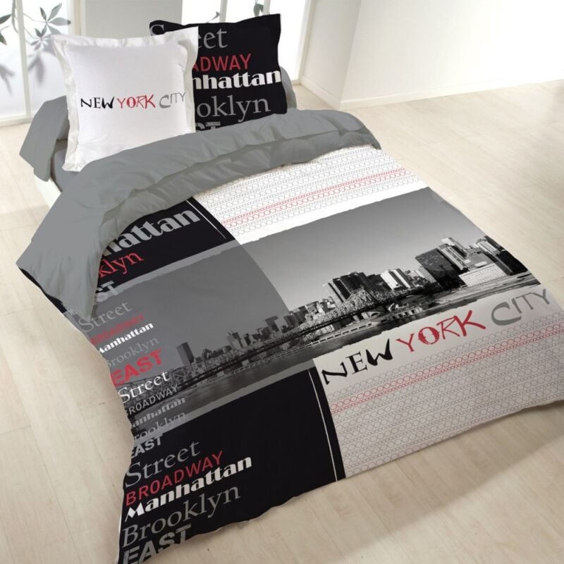 Housse de couette 260x240 MANHATTAN + 2 taies 100% coton