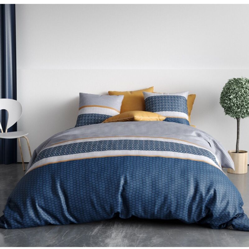 Atelier Du Coton - Housse de couette 260x240 zante + 2 taies coton 57 fils