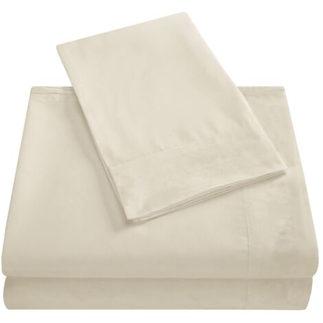 Housse de couette 4 pièces taille complète en tissu doux, poche profonde, couleur beige de haute qualité