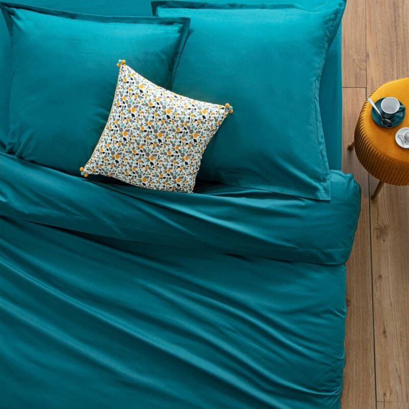 Housse de couette Carina en coton bleu canard 240x220cm Atmosphera créateur d'intérieur