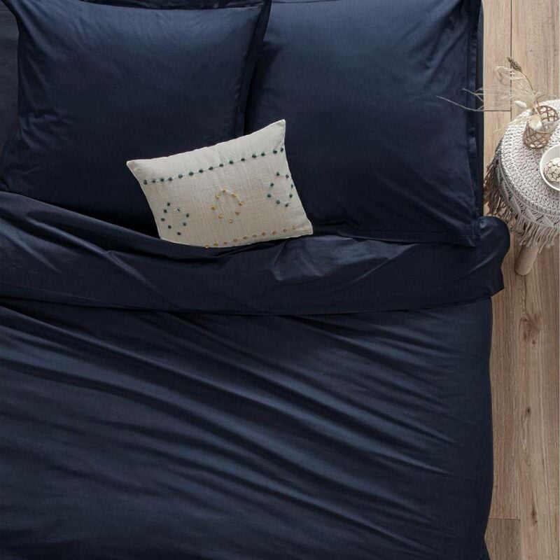 Atmosphera - Housse de couette Carina en coton bleu encre 240x220cm créateur d'intérieur