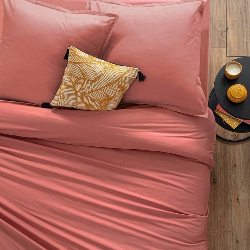 Housse de couette Carina en coton rose blush 140x200cm Atmosphera créateur d'intérieur
