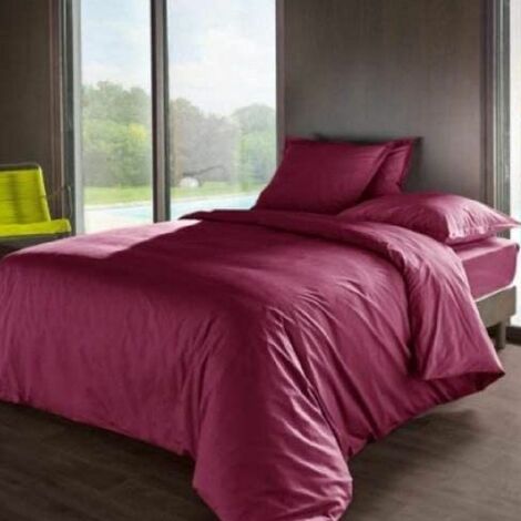 Housse de couette Aubergine percale de coton 80 fils 140x200 cm
