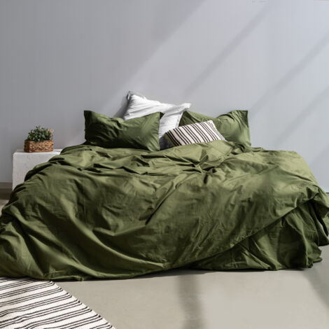 Housse de couette Basic 140x200 cm (Lit 80) Vert olive