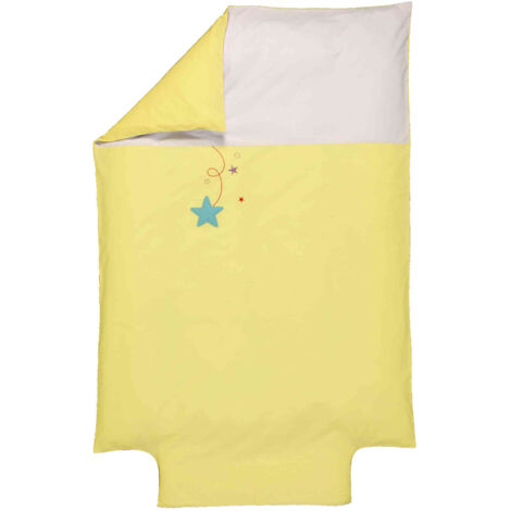 Housse de couette bébé - P'tit Basile - Pluie d'étoiles - Coton bio - 100x140 cm - Jaune