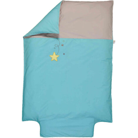 Housse de couette bébé - P'tit Basile - Pluie d'étoiles - Coton bio - 100x140 cm - Turquoise