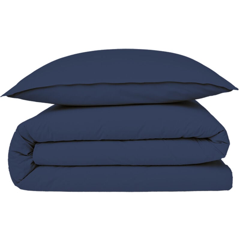Future Home - Housse de couette vendue à l'unité 1 pièce avec finition rabat / bouteille en 100% coton premium 57 fils unie bleu 1 personne 200x200cm