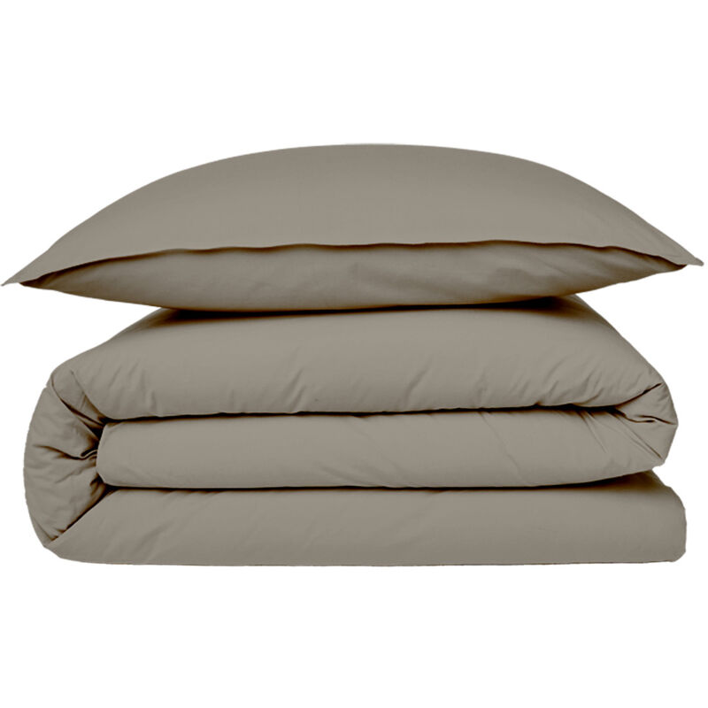 Future Home - Housse de couette vendue à l'unité 1 pièce avec finition rabat / bouteille en 100% coton premium 57 fils unie vison 1 personne 140x200cm