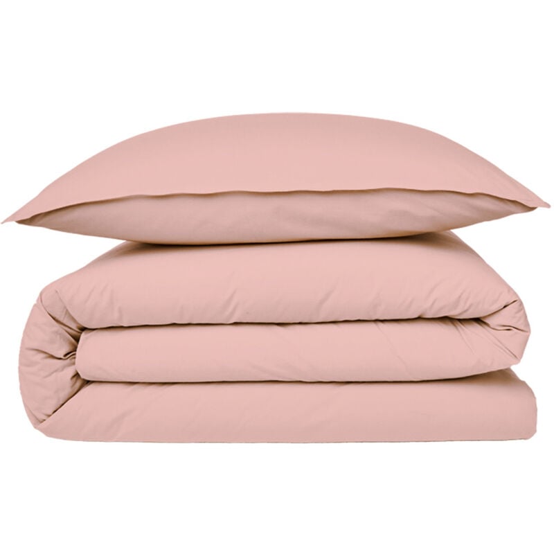 Future Home - Housse de couette vendue à l'unité 1 pièce avec finition rabat / bouteille en 100% coton premium 57 fils unie rose 1 personne 140x200cm