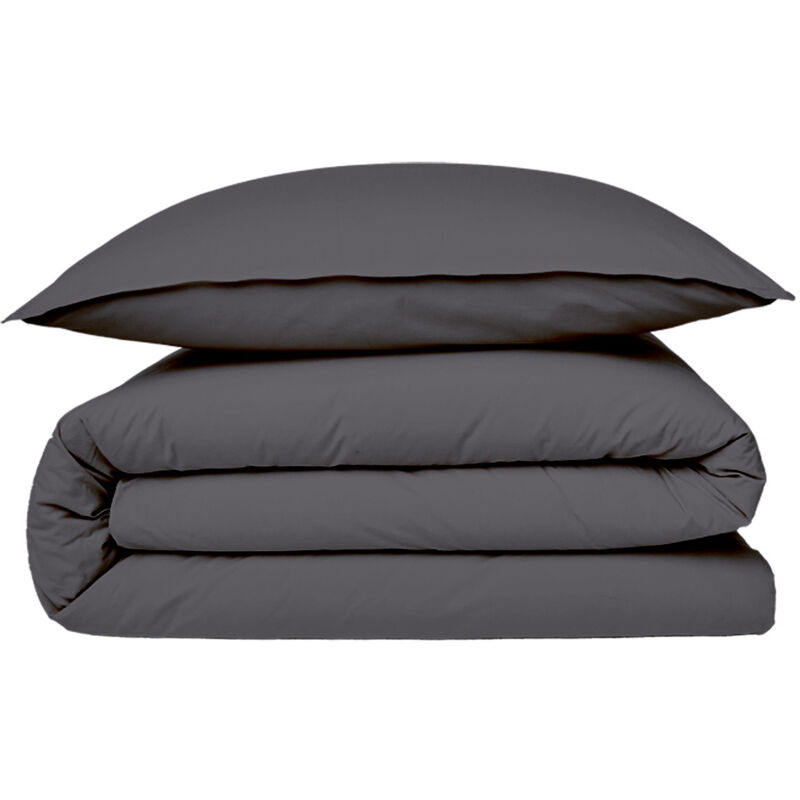 Future Home - Housse de couette vendue à l'unité 1 pièce avec finition rabat / bouteille en 100% coton premium 57 fils unie zinc 2 personnes 260x240cm