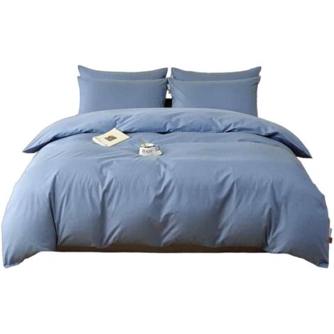 Housse de couette bleue en coton avec fermeture éclair, 220 x 240 cm