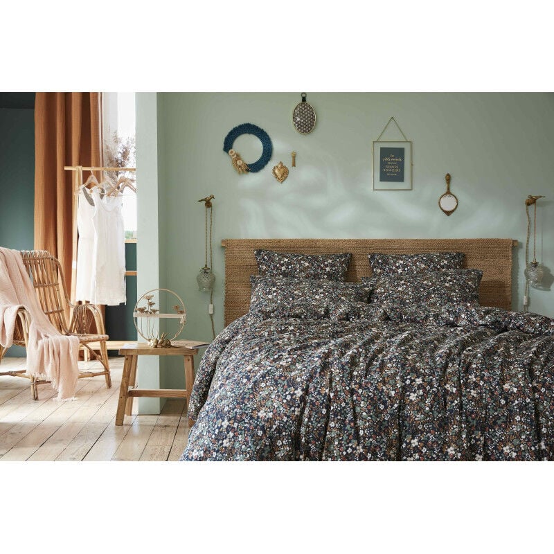 L'effet Papillon - Housse de couette 'Capucine' toutes dimensions 'Gaze de Coton' - Couleur: Capucine Minuit - Taille de housse de couette: Housse de