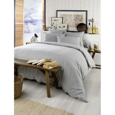 Housse de couette chaude en flanelle 200 x 200 cm Candice Gris chambré