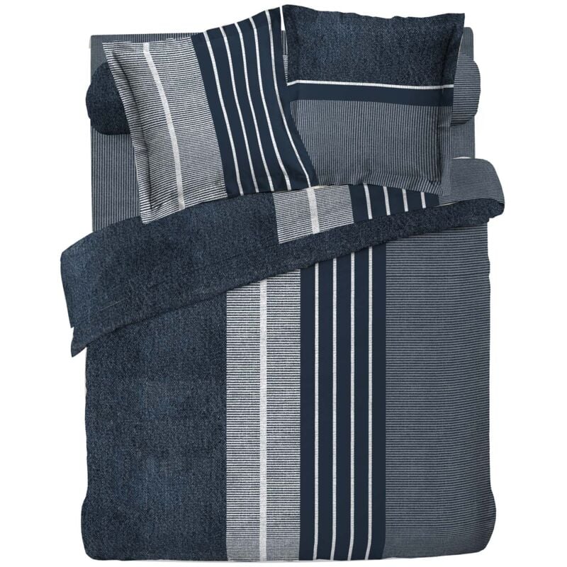 Douceur D'intérieur - Housse de couette coton 6 pieces 220 x 240 cm Blueline