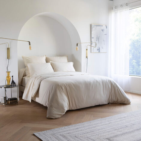 Housse de couette coton lavé - SOMEO 140x200 Beige - CELESTE