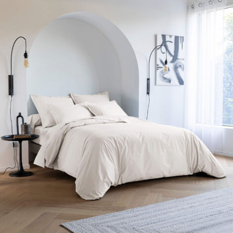 Housse de couette coton percale Écru 140x200 - SOMEO - MORPHEE