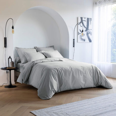 Housse de couette coton percale Gris 200x200 - SOMEO - MORPHEE