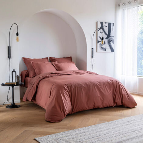 Housse de couette coton percale Rose 140x200 - SOMEO - MORPHEE