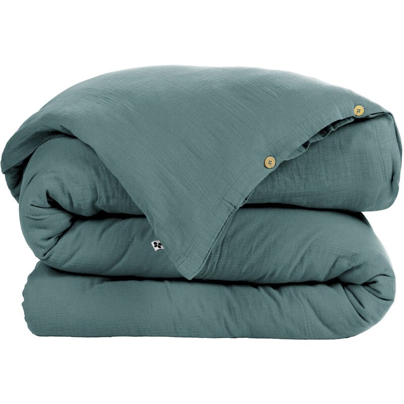 L'effet Papillon - Housse de couette Double Gaze Coton 200 x 200 cm Gaia Canard