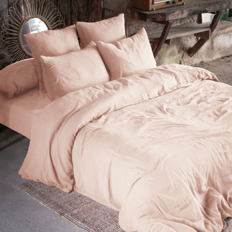 Copy de Housse de couette double gaze de coton 240 x 220 cm guimauve (pink) Rose