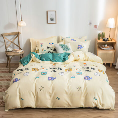 Housse de couette douce en polyester épais, housse de couette brossée pour dortoir et chambre, motif animal 150x200 cm