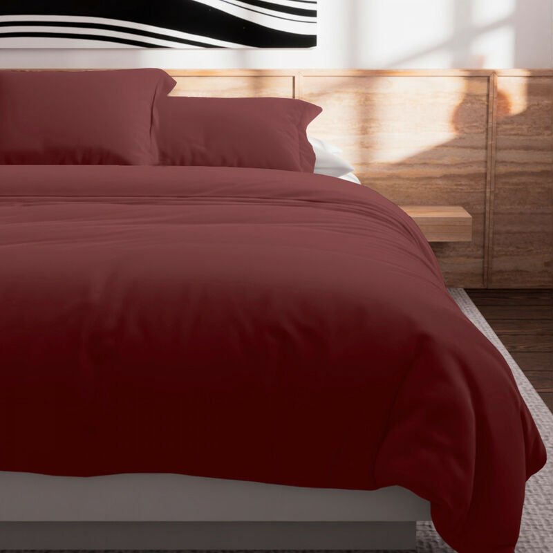 Soleil D Ocre - Housse de couette en coton 57 fils 240x220 cm Uni brique, par Soleil d'Ocre