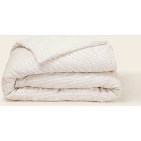 Housse de couette en Coton lin et fines rayures naturelles ELIE