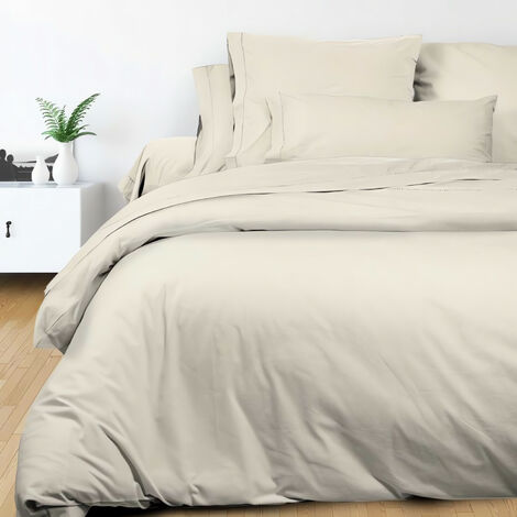 Housse de couette en coton percale 240x220 cm CAMILLE ecru, par Songe de Camille