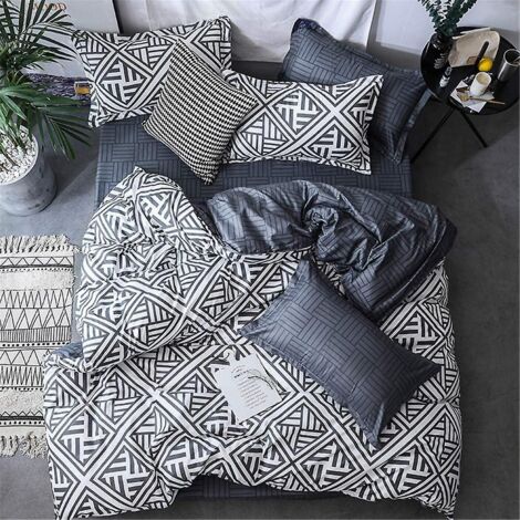 Housse de couette en microfibre avec 2 taies d'oreiller - Simple, Gris (150x200cm)