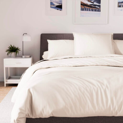 Housse de couette en polycoton 140x200 cm PERCALE lin, par Soleil d'ocre