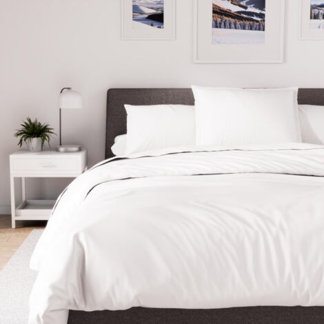 Housse de couette en polycoton 240x220 cm PERCALE blanc, par Soleil d'ocre
