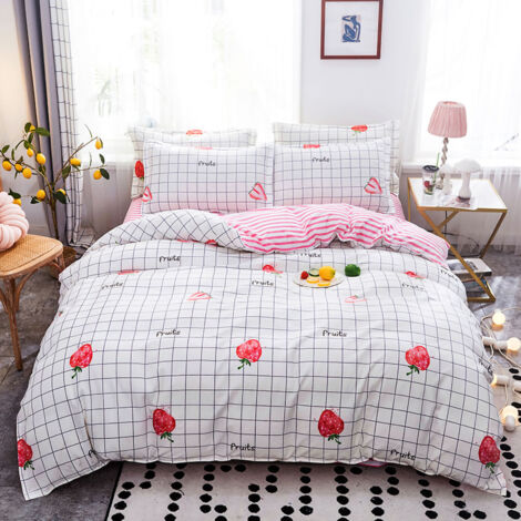 Housse de couette en polyester doux et épais, idéale pour dortoir et chambre, motif fruits, dimensions 150x200 cm