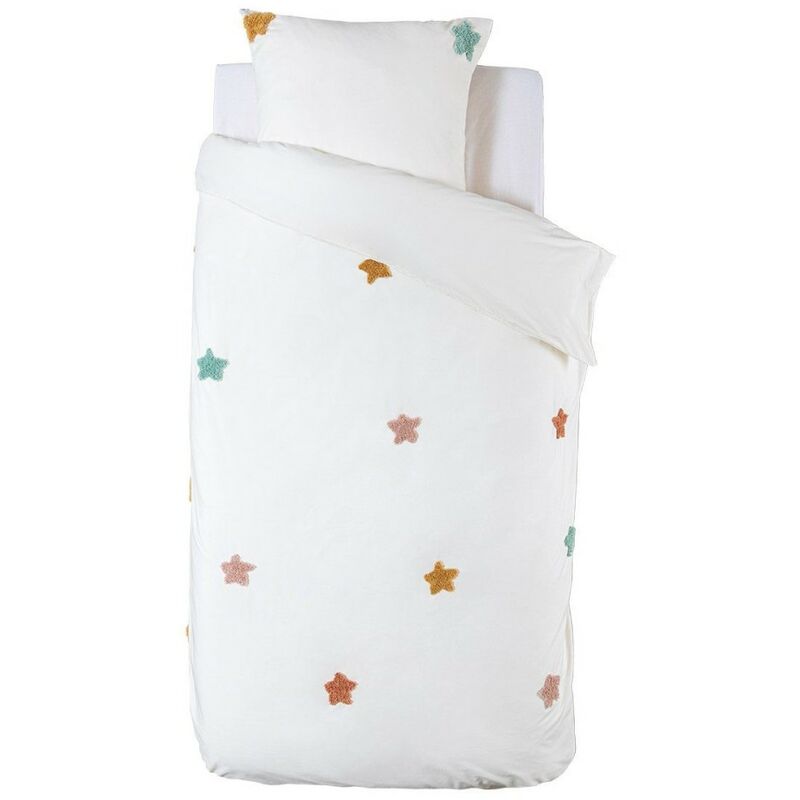 Atmosphera - Housse de couette enfant 140x200 Motif en relief + taie 100% coton 57 fils