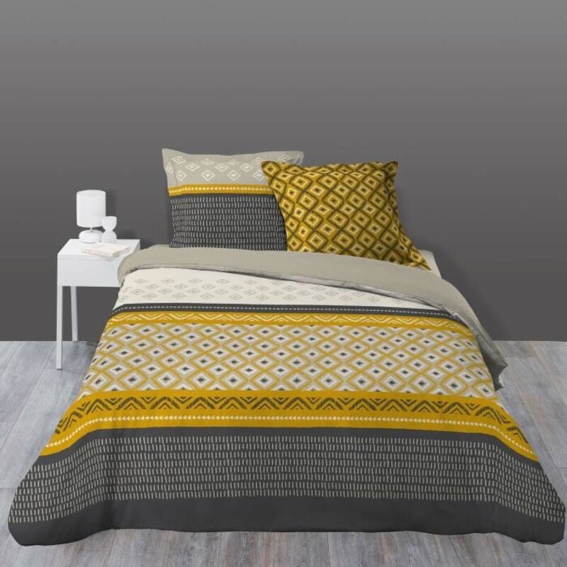 Douceur D'intérieur - Housse de couette 240 x 220 cm coton 57 fils + 2 taies Isigeo